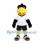Black Bird Mascot Costume with Large Yellow Beak and White Shirt