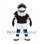 Shark Mascot Costume in Black and White with Sports Uniform