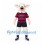 Sheep Mascot Costume in Cream with Red and Navy Striped Shirt