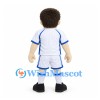Soccer Player Mascot Costume with Brown Hair and White Uniform
