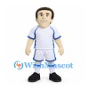 Soccer Player Mascot Costume with Brown Hair and White Uniform