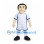 Soccer Player Mascot Costume with Brown Hair and White Uniform