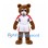 Bear Mascot Costume in Brown with White and Red Sports Uniform