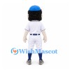 Baseball Player Mascot Costume with Blue Cap and White Uniform