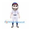 Baseball Player Mascot Costume with Blue Cap and White Uniform