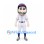 Baseball Player Mascot Costume with Blue Cap and White Uniform