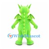 Dragon Mascot Costume in Lime Green with Yellow Belly and Bat Wings