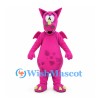 Dragon Mascot Costume in Pink with Green Spikes and Spotted Belly