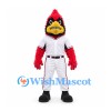 Cardinal Mascot Costume in Red with White Baseball Uniform
