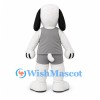 White Dog Mascot Costume with Black Ears and Gray Basketball Uniform