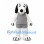 White Dog Mascot Costume with Black Ears and Gray Basketball Uniform