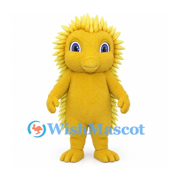 Hedgehog Mascot Costume in Yellow with Layered Pointed Spines
