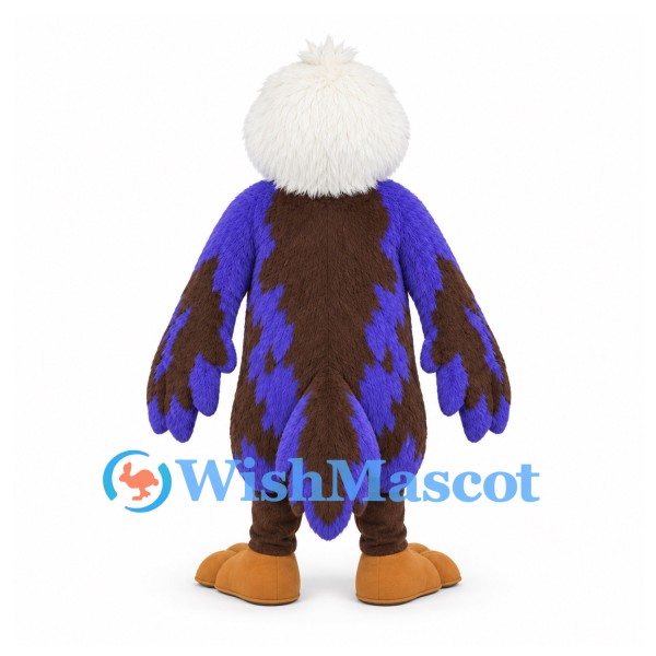 Eagle Mascot Costume with White Belly and Purple Wing Feathers
