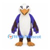 Eagle Mascot Costume with White Belly and Purple Wing Feathers