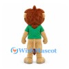 Lion Mascot Costume in Tan with Green Shirt and Brown Mane