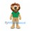 Lion Mascot Costume in Tan with Green Shirt and Brown Mane