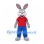 Rabbit Mascot Costume in Gray with Red Shirt and Blue Pants