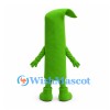 Green Bean Mascot Costume with Curved Tip and Smiling Face