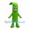 Green Bean Mascot Costume with Curved Tip and Smiling Face