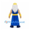 Sea King Mascot Costume with White Beard Gold Crown and Blue Robe