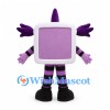 Television Monster Mascot Costume in Purple with Horn and Striped Legs