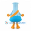 Laboratory Flask Mascot Costume in Blue with Orange Sash and Gloves