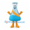 Laboratory Flask Mascot Costume in Blue with Orange Sash and Gloves
