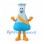 Laboratory Flask Mascot Costume in Blue with Orange Sash and Gloves