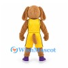 Dog Mascot Costume in Brown with Yellow Basketball Uniform