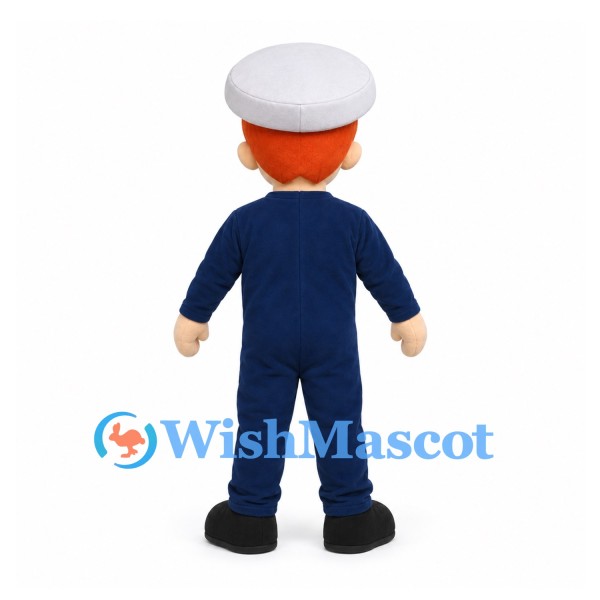 Sailor Boy Mascot Costume with White Hat and Round Chest Panel