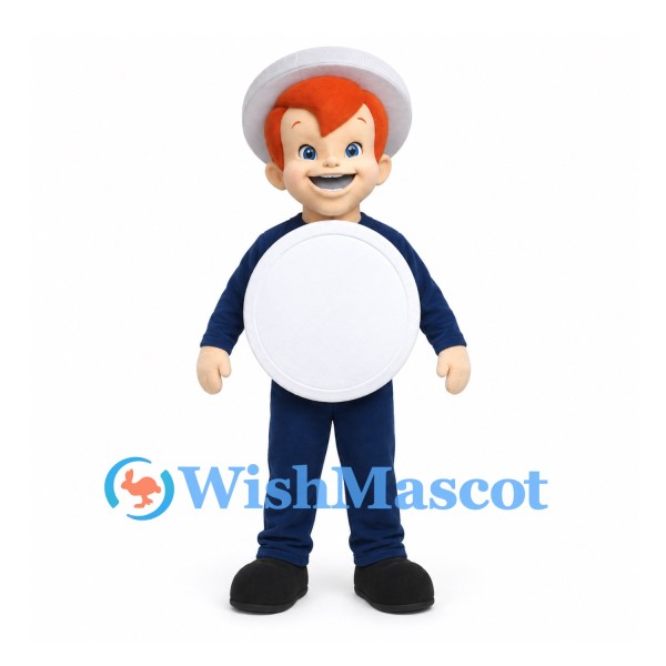Sailor Boy Mascot Costume with White Hat and Round Chest Panel