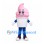 Ice Cream Cup Mascot Costume with Pink Soft Serve Swirl and Blue Legs