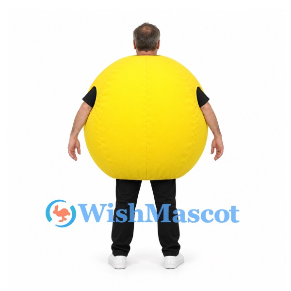 Yellow Ball Mascot Costume with Round Body and Open Head Design