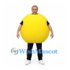 Yellow Ball Mascot Costume with Round Body and Open Head Design