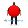 Red Ball Mascot Costume with Round Body and Open Head Design