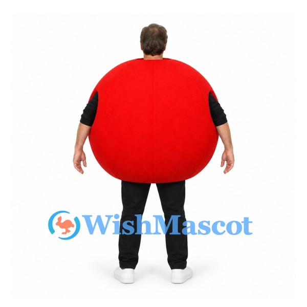 Red Ball Mascot Costume with Round Body and Open Head Design