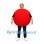 Red Ball Mascot Costume with Round Body and Open Head Design