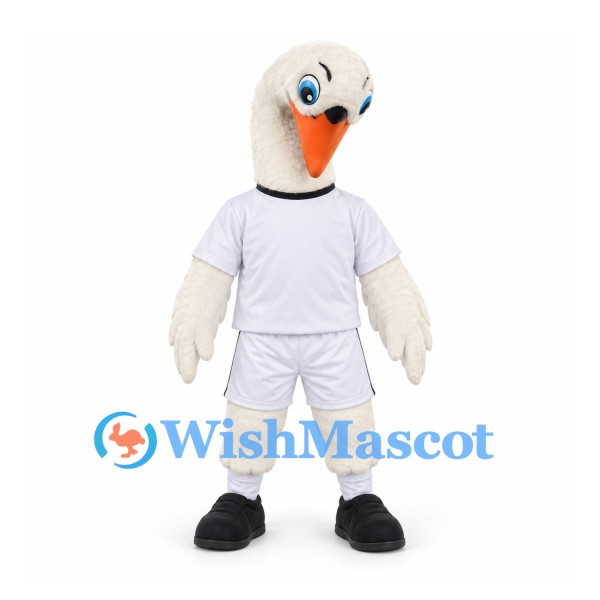 Goose Mascot Costume in White with White Sports Uniform