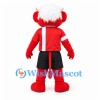 Red Monster Mascot Costume with White Hair and Red Sports Shirt