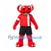 Red Monster Mascot Costume with White Hair and Red Sports Shirt