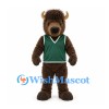 Buffalo Mascot Costume in Brown with Green Sports Vest