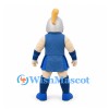 Roman Soldier Mascot Costume with Silver Helmet and Blue Armor