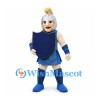 Roman Soldier Mascot Costume with Silver Helmet and Blue Armor