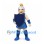 Roman Soldier Mascot Costume with Silver Helmet and Blue Armor