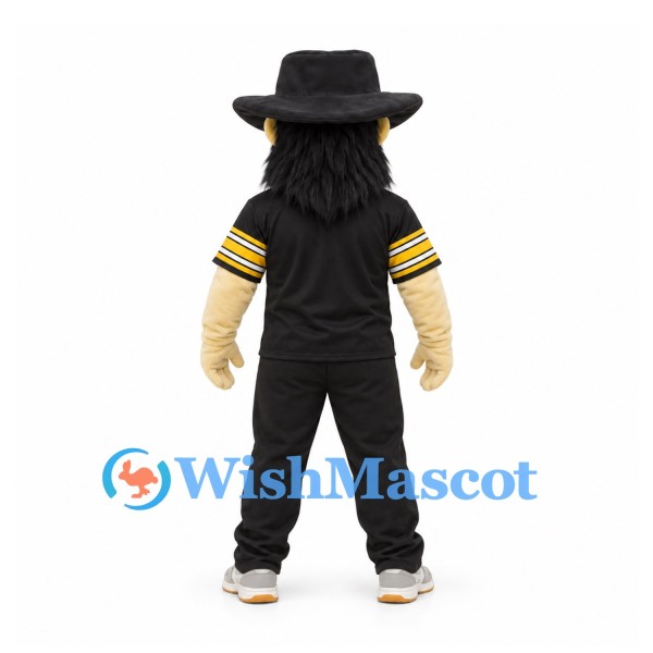 Gorilla Mascot Costume with Black Fedora and Black Sports Outfit