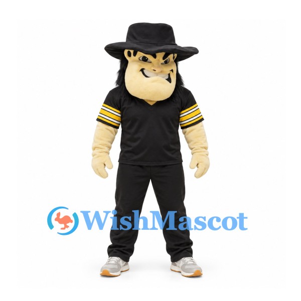 Gorilla Mascot Costume with Black Fedora and Black Sports Outfit