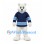 Polar Bear Mascot Costume with Navy and Light Blue Hockey Shirt