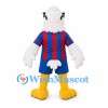 Eagle Mascot Costume in White with Sunglasses and Red Blue Sports Uniform