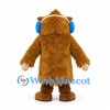 Bigfoot Mascot Costume in Brown with Blue Earmuffs and White Face
