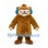Bigfoot Mascot Costume in Brown with Blue Earmuffs and White Face